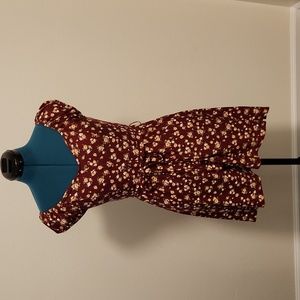 Nobo high-low floral dress w/ belt in wine